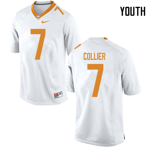 Youth #7 Bryce Collier Tennessee Volunteers College Football Jerseys Sale-White - Click Image to Close